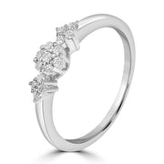 Trilogy Design Diamond Ring - Silver Ring for Women by DRK Jewels